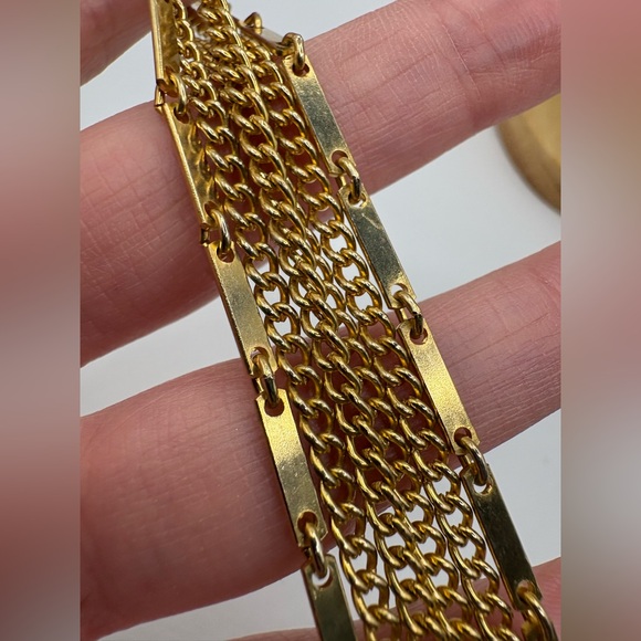 Vintage Gold Tone Multi Color Rhinestone Maltese Cross Pendant Necklace - Picture 7 of 9